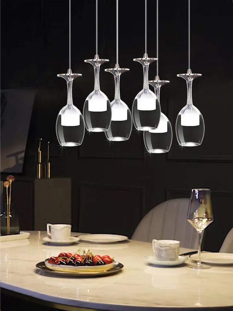 Afralia™ LED Wine Glass Pendant Lights for Restaurant, Bar, and Dining Room