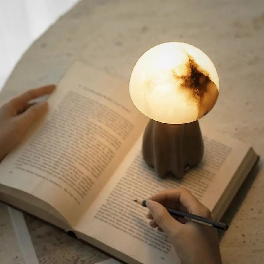 Afralia™ Marble Mushroom Desk Lamp - Antique Night Light for Prosperous Ambiance