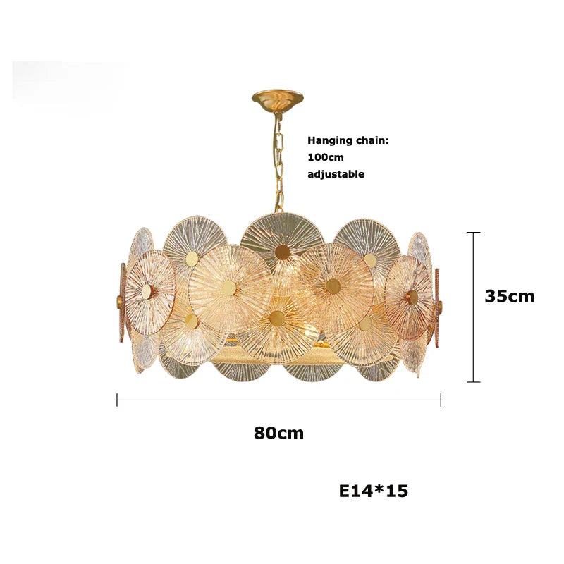 Afralia™ Modern Gold Glass Chandelier LED Ceiling Light for Dining & Living Room