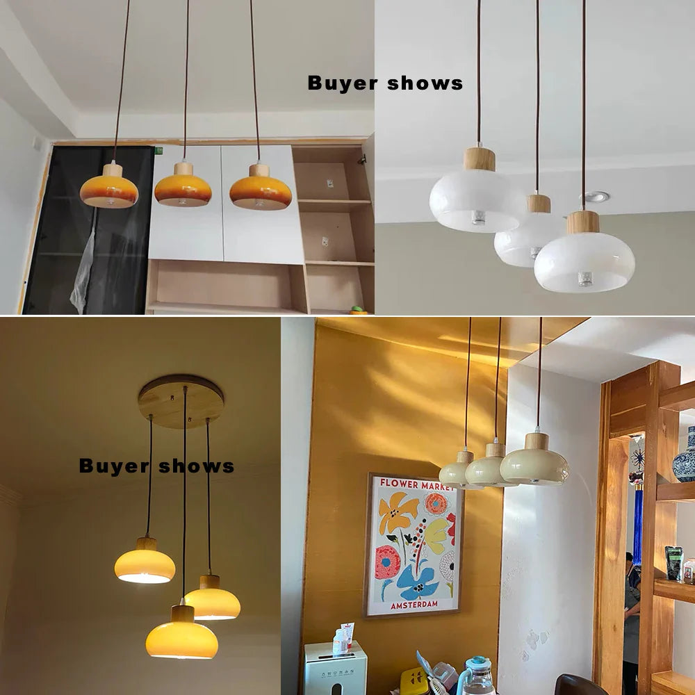 Afralia™ Orange Glass LED Pendant Light Fixture for Home Indoor Living Spaces