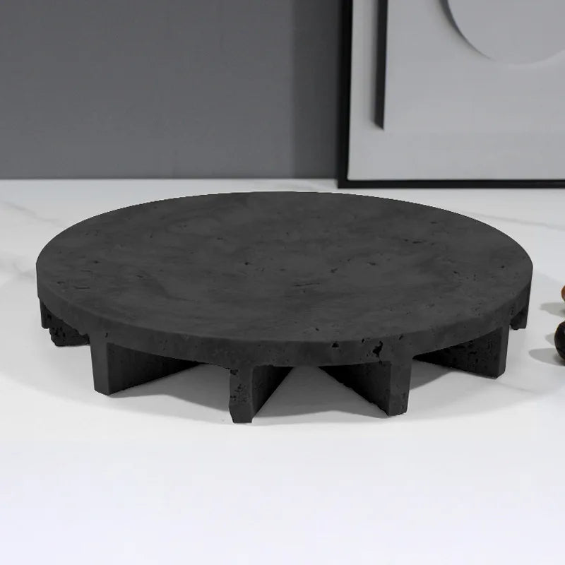Afralia™ Marble Tray: Vintage Travertine Pedestal Bowl for Kitchen Counter Decor