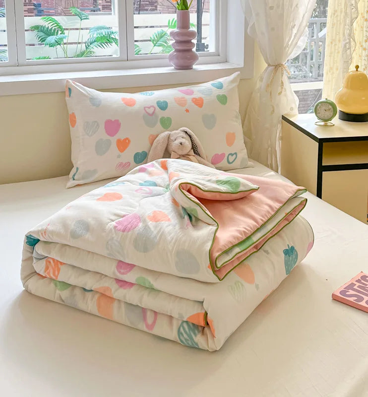 Afralia™ Cartoon Printed Summer Lightweight Cooling Blanket for Kids and Students.