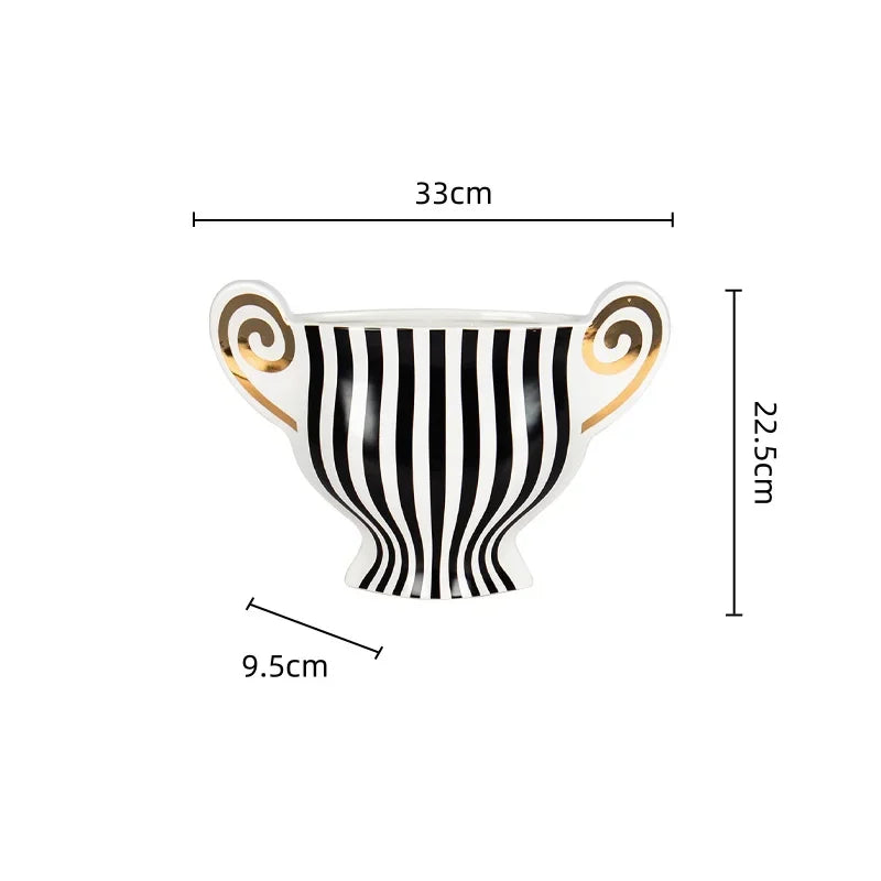 Afralia™ Geometric Fringe Ceramic Vase Vintage Kettle Home Decoration Accessories