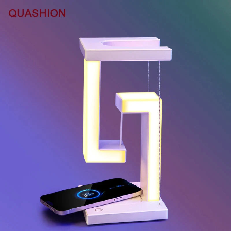 Afralia™ Wireless Charging Desk Lamp LED Night Light for Bedroom, Anti-Gravity Design