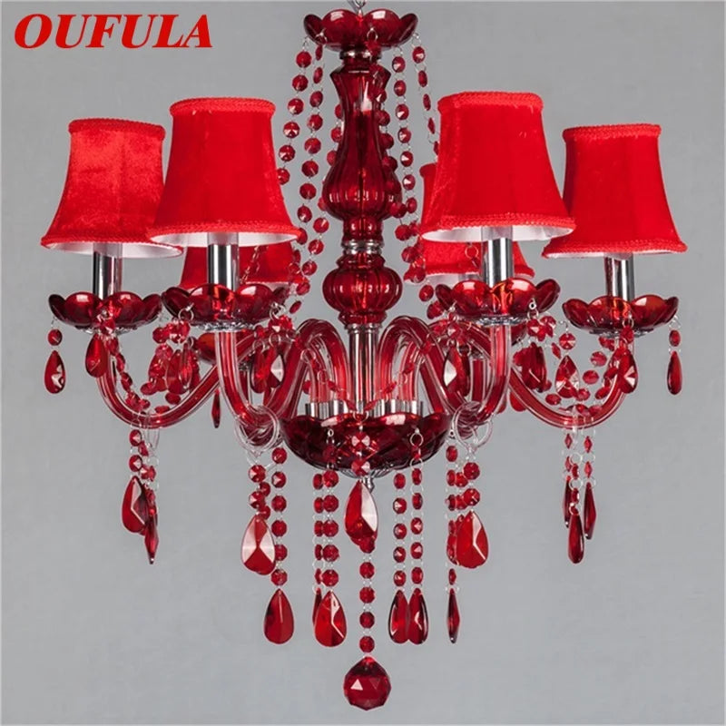 Afralia™ Red Crystal Candle Chandelier - Modern Luxury LED Light Fixtures for Home Living Room