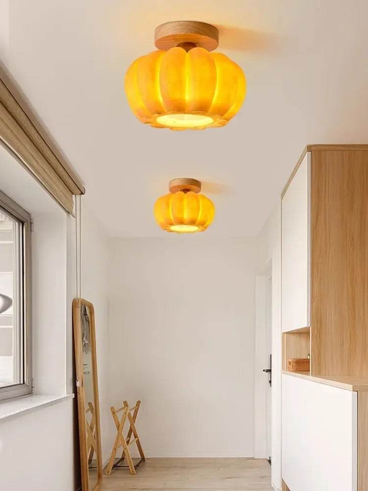 Afralia™ Retro LED Pumpkin Pendant Light for Dining Room, Bar, and Bedroom Decor