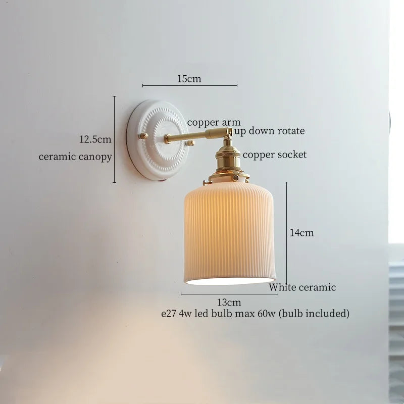 Afralia™ Striped Ceramic LED Wall Sconce: Modern Nordic Interior Light