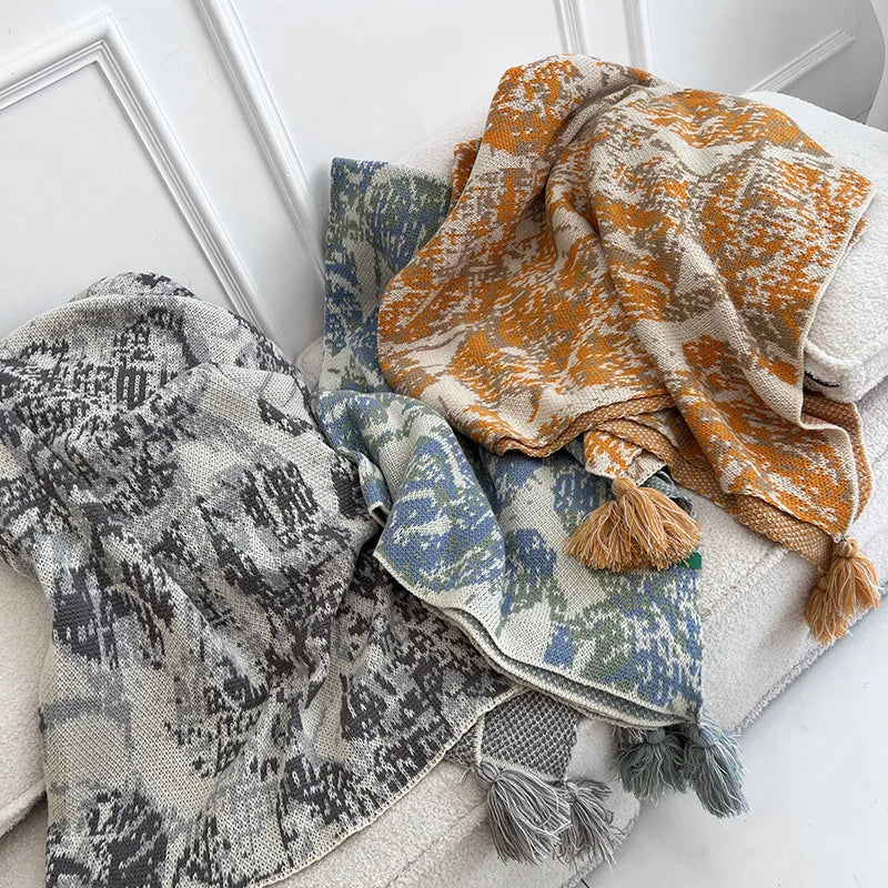 Afralia™ Bohemian Knitted Blanket for Picnic, Office, Bedroom, Sofa, Nap - Multi Purpose Cover