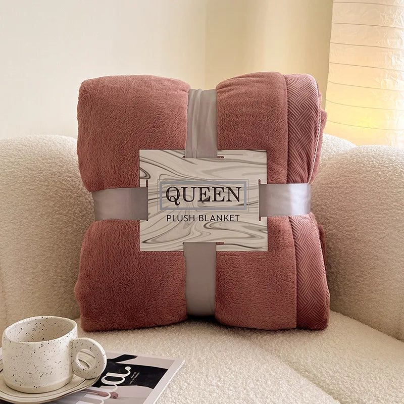 Afralia™ Luxury Soft Milk Velvet Raschel Blanket with Carved Edging