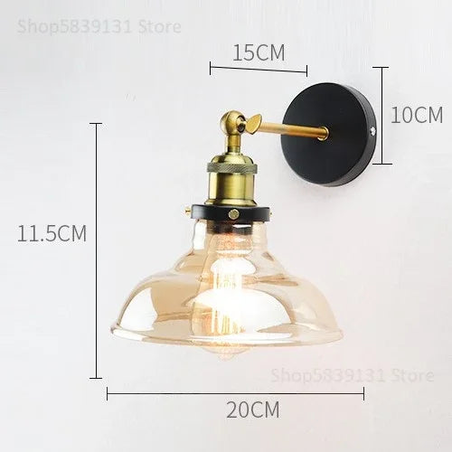 Afralia™ Vintage Metal Glass LED Wall Lamps Retro Industrial Living Room Bedroom Light Fixtures