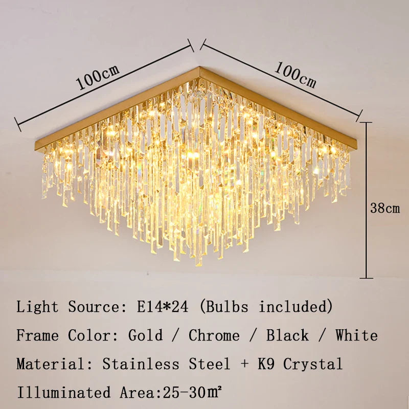 Afralia™ Gold Crystal Ceiling Lights - Luxury LED Fixture for Elegant Home Decor