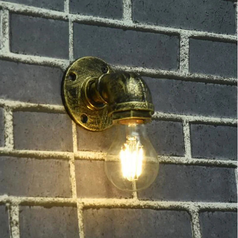 Afralia™ Industrial Iron Pipe Wall Sconce for Bedroom, Cafe, and Restaurant