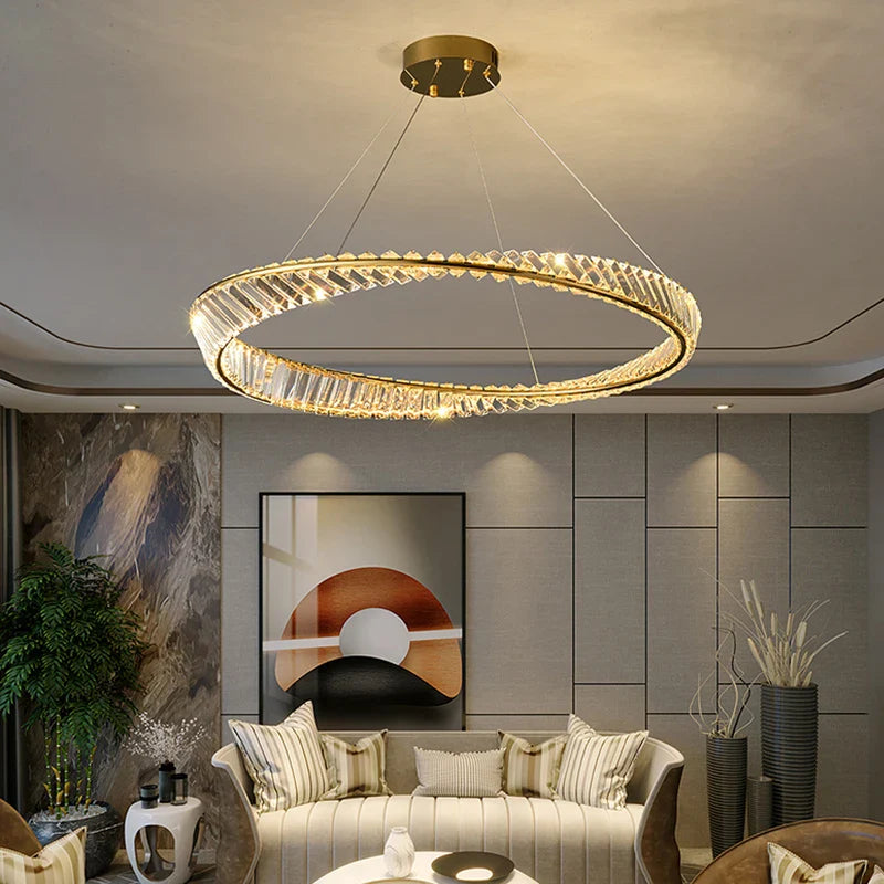 Afralia™ Crystal Ring Ceiling Lamp - Modern Luxury LED Chandelier for Master Bedroom & Living Room