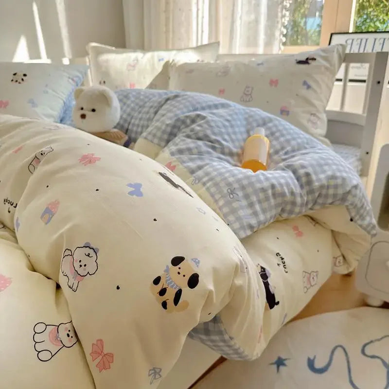 Afralia™ Spring Cotton Printed Duvet Set: Soft, Breathable, Cute Design, Various Sizes