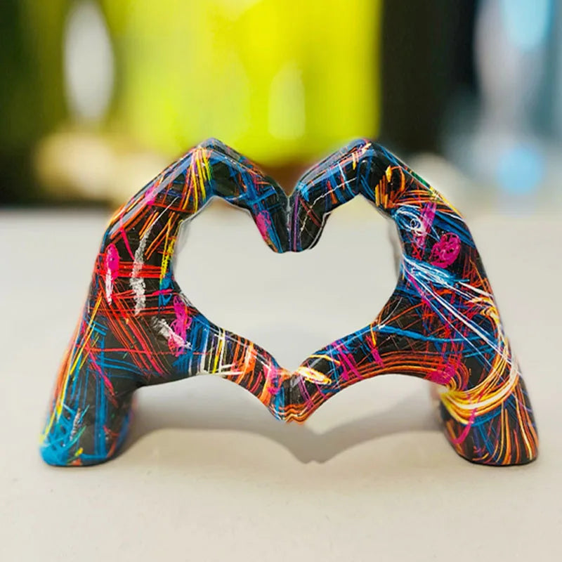 Afralia™ Love Gesture Sculptures - Heart Hand Pop Art Figurines