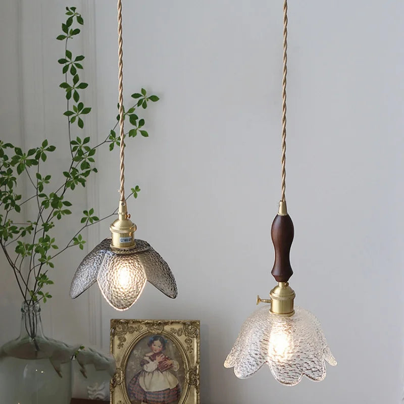 Afralia™ Flower Glass LED Pendant Lights | Nordic Modern Style | Adjustable Hang Lamp