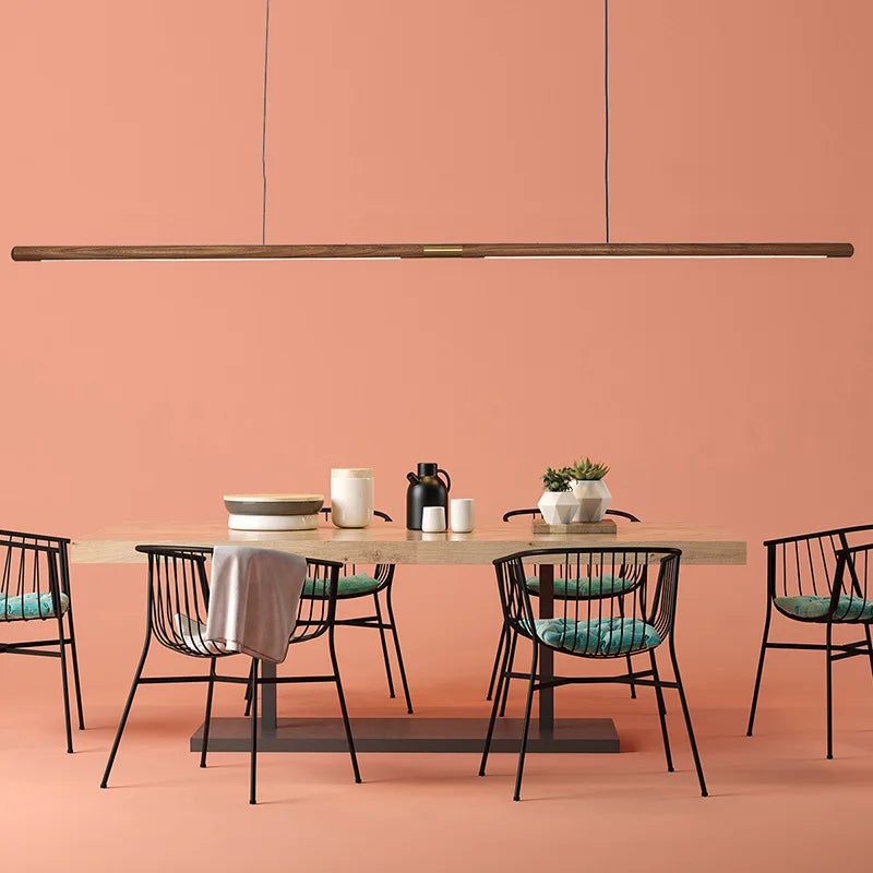 Afralia™ Walnut Pendant Lamp 220cm Solid Wood LED Dining Room Light Luxurious Living Room Light