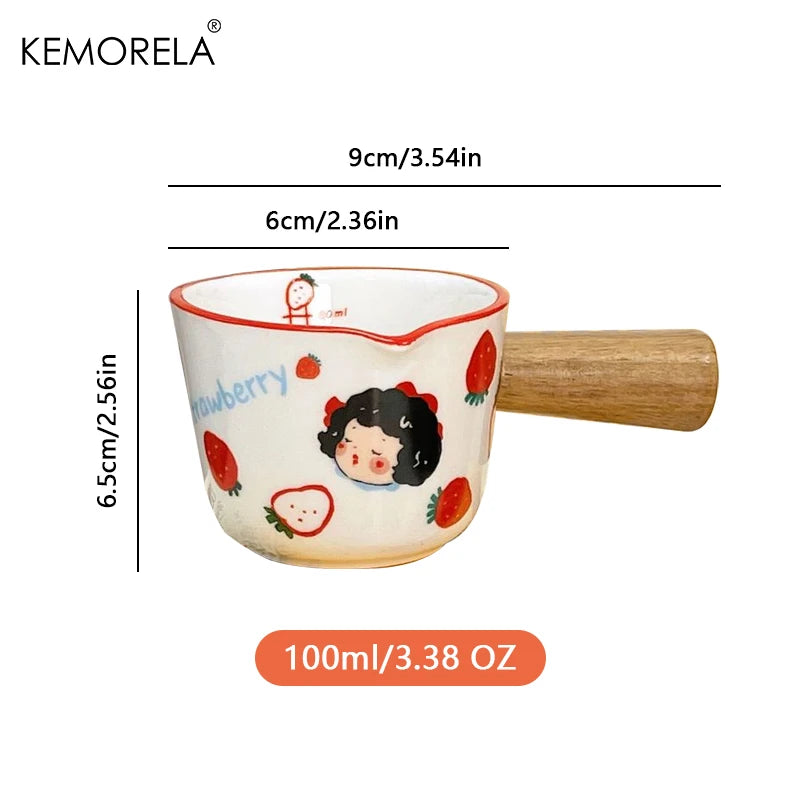 Afralia™ Italian Ceramic Measuring Cups - Set of 3 | Espresso Extraction, Milk Cup with Scale