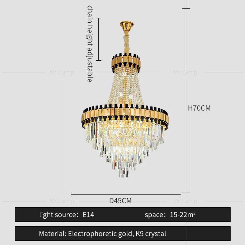 Afralia™ Main Living Room Crystal Chandelier - Post-modern Light Luxury Design