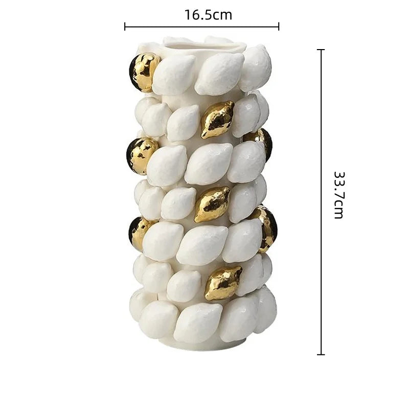 Afralia™ Lemon Carambola Ceramic Vase Gold-Plated Fruit Shape Creative Home Decor