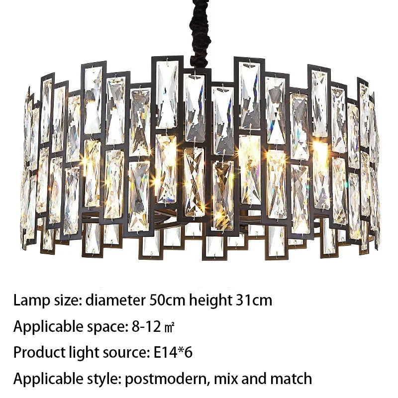 Afralia™ Modern Black Crystal LED Pendant Light for Dining Room and Bedroom
