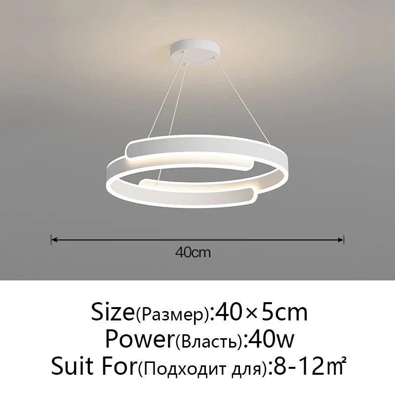Afralia™ Black White LED Ring Chandelier Pendant Lights for Home Indoor Decor