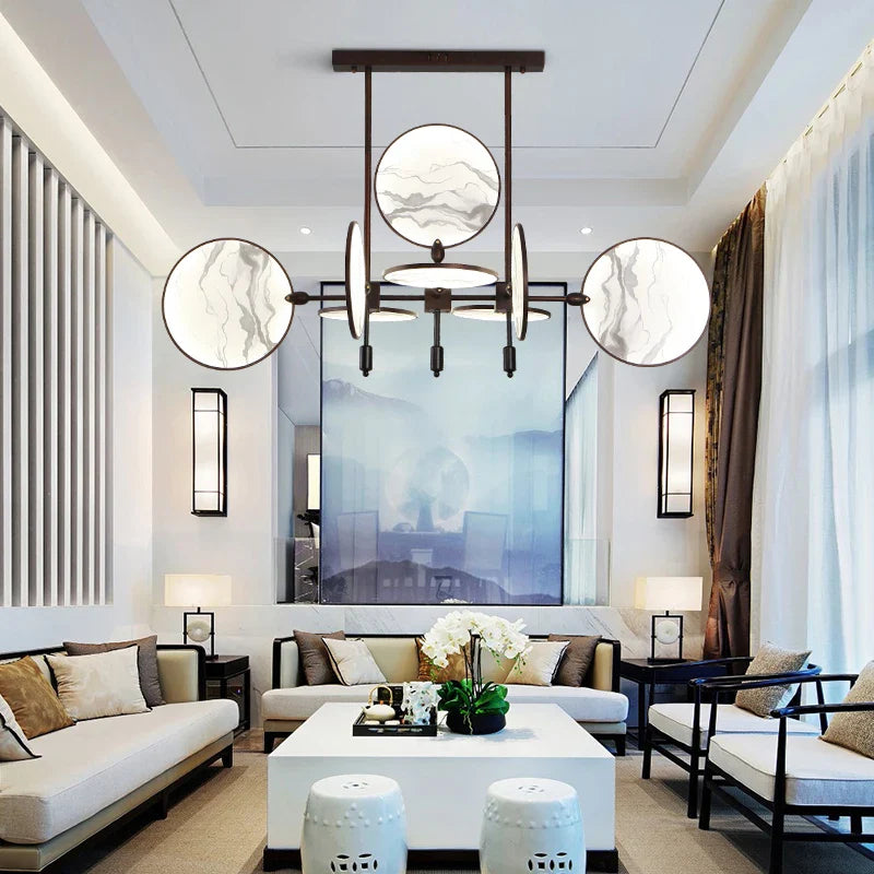 Afralia™ Classic Metal Chandelier with Glass and Iron Accents