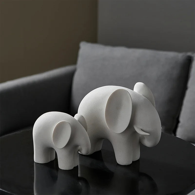 Afralia™ Elephant Resin Statue - Nordic Style Home Office Decor Sculpture