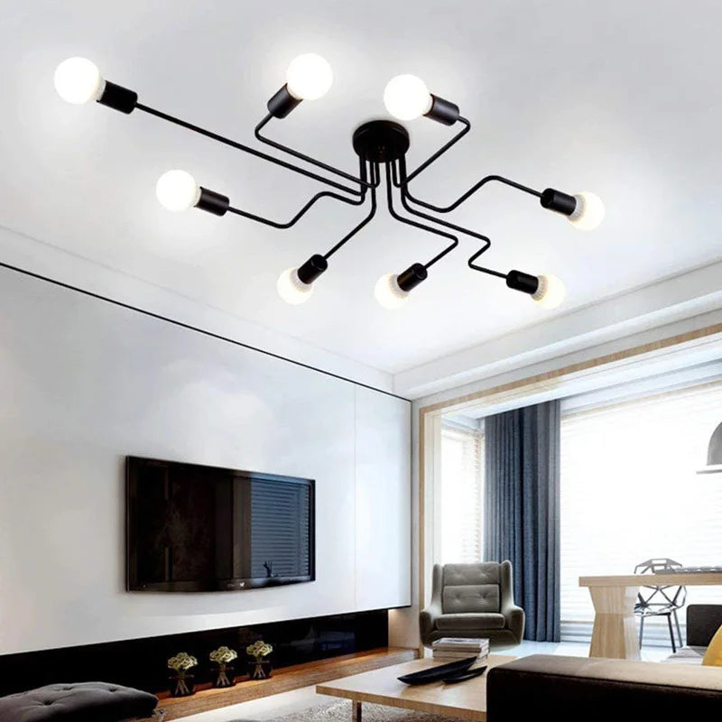 Afralia™ Rod Pendant Lights Hanging Lamps Wrought Iron Ceiling Fixture E27 Bulb Lighting