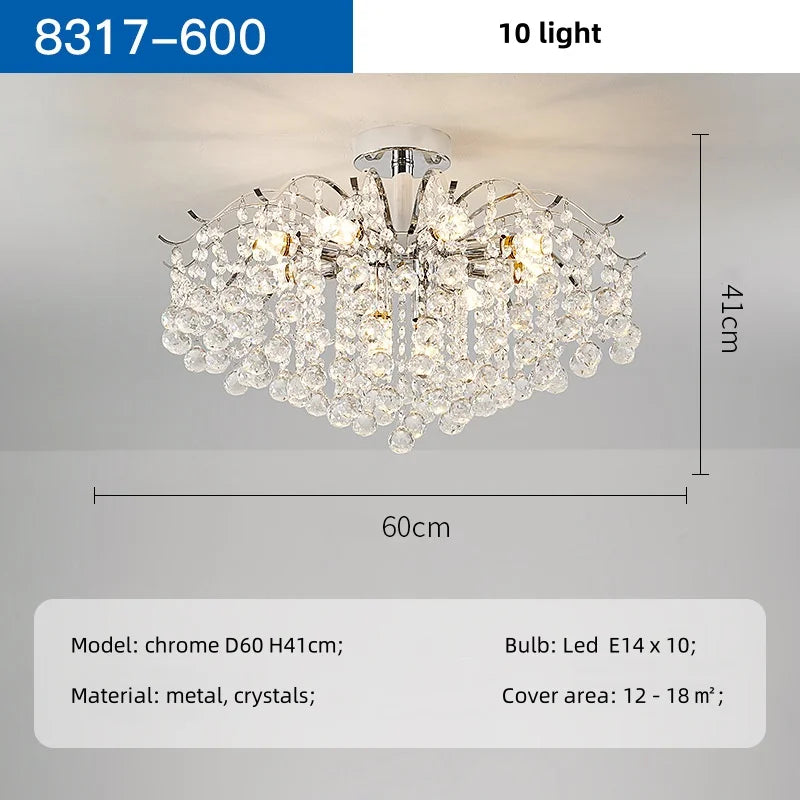 Afralia™ Chrome LED Ceiling Lights E14 Chandelier for Living Room Home Decor
