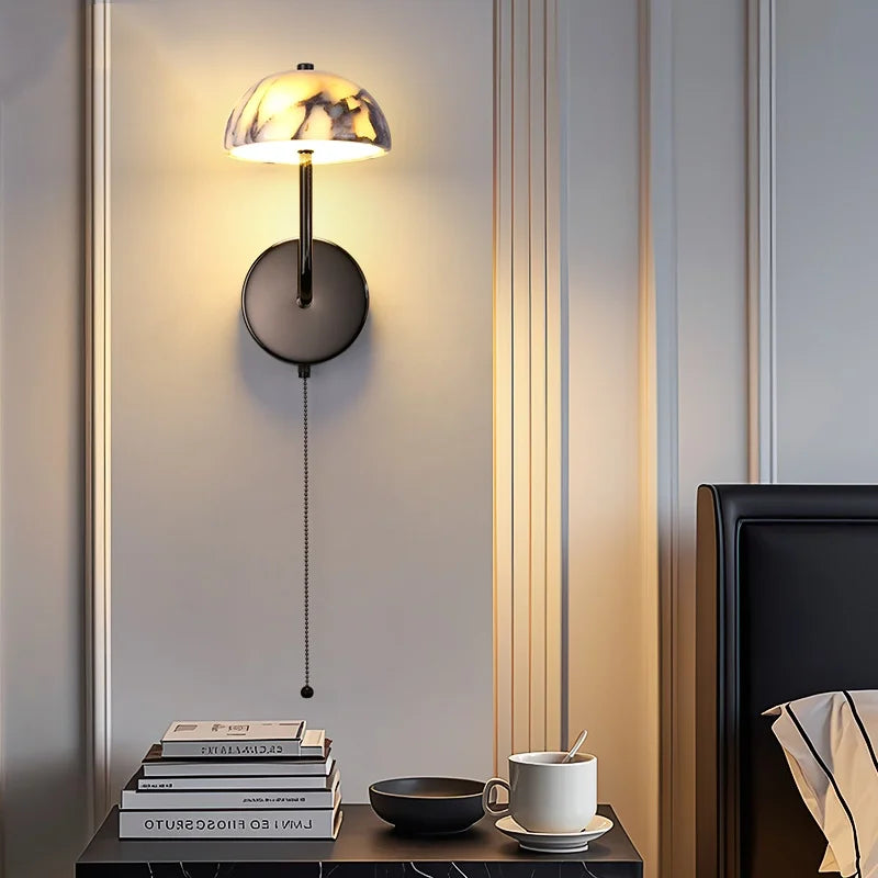 Afralia™ Carbon Steel LED Wall Lamp Reading Bedside Cafe Luxury Stone Nordic Modern Mirror Light
