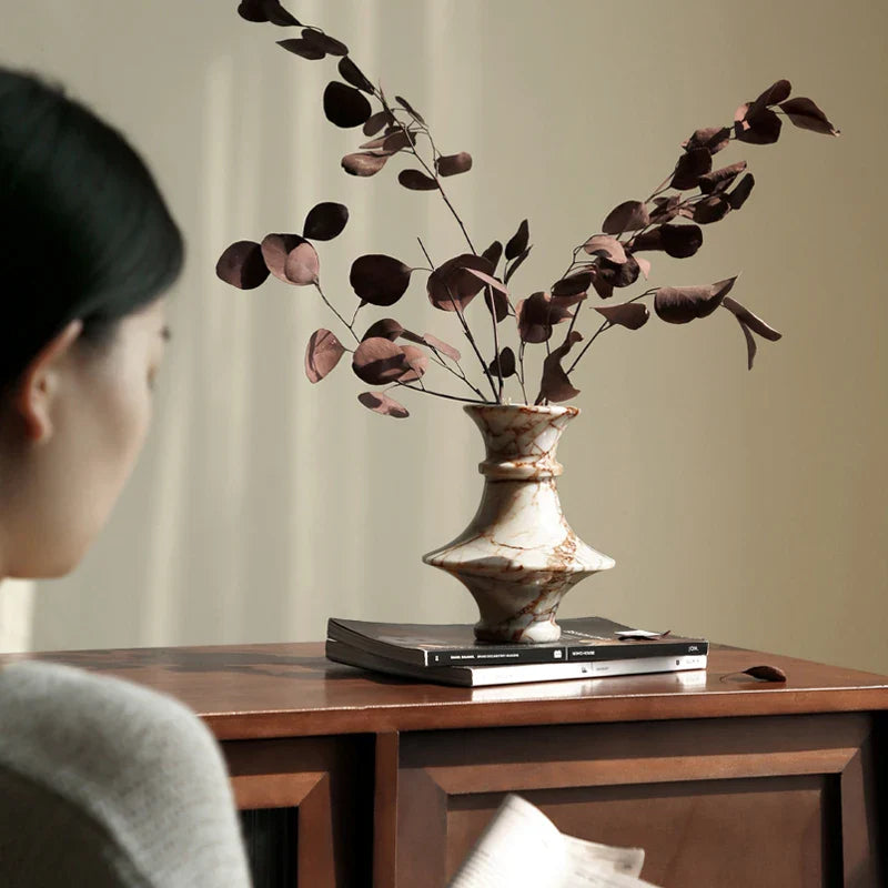 Afralia™ Calacatta Red Marble Vase - Home Decor Accent