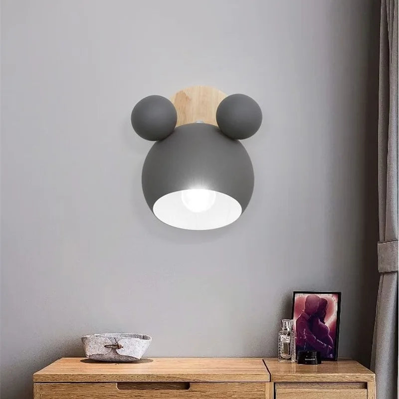 Afralia™ Nordic Mickey Wall Lamp for Bedroom, Study, and Children's Room