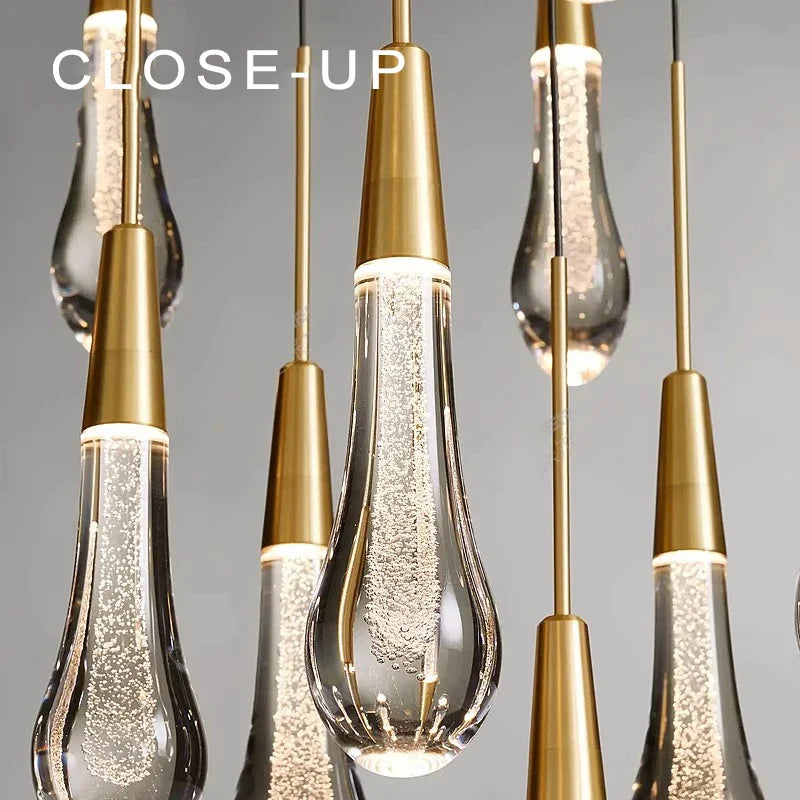 Afralia™ Crystal Water-drop Ceiling Chandelier: Elegant Dining Table Lighting Fixture