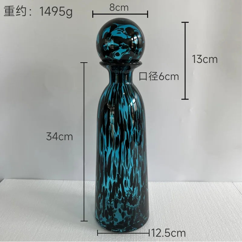 Afralia™ Leopard Print Glass Vase with Lid, Colorful Terrarium Home Decoration