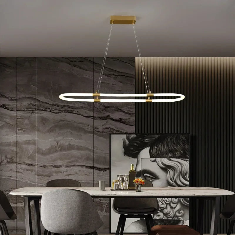 Afralia™ Nordic Modern Copper Chandelier LED Dining Room Pendant Lamp