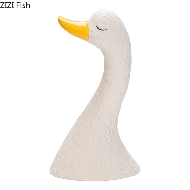 Afralia™ Swan Ceramic Vase: Elegant Desk Decor, Floral Arrangement, Room Aesthetic