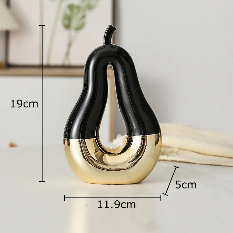 Afralia™ Gold Apple Pear Statue Ceramic Ornaments Desk Decoration Modern Crafts Sculpture