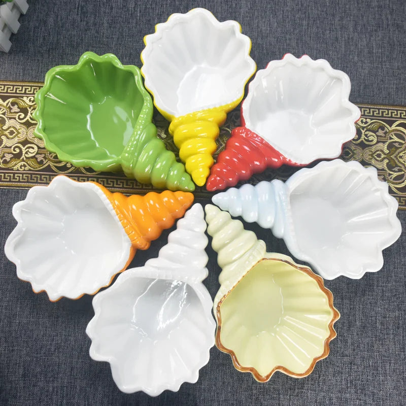 Afralia™ White Conch Ceramic Plates Set - Elegant Porcelain Tableware for Snacks, Fruits, and Desserts