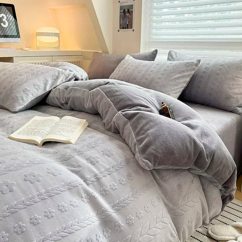 Afralia™ High-Density Milk Fleece Warm Bedding Set for Winter