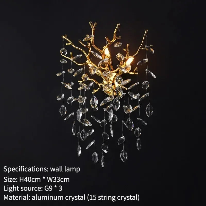 Afralia™ Luxury Crystal Chrome Chandelier Silver Gold LED Tree Branch Chandelier for Living Dining Room