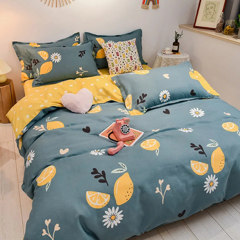 Afralia™ Cotton Printed Bedding Set: Thick & Cozy Single Bedclothes for Adults & Kids