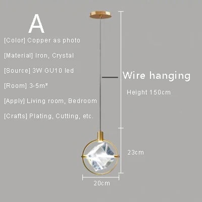 Afralia™ Crystal Pendant Lights Kitchen Fixture for Living Room, Dining Room, and Bedside