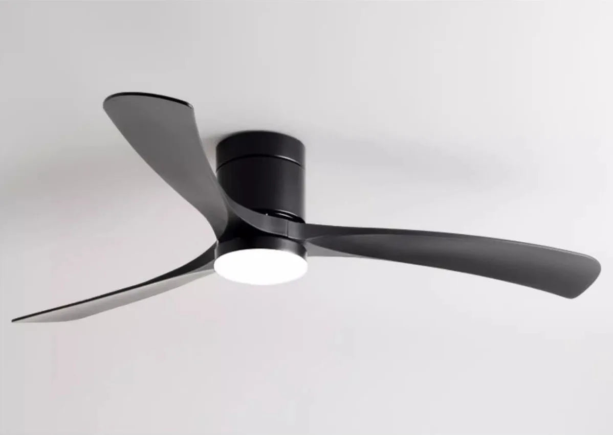 Modern Black/White ABS Blade Low Profile Ceiling Fan Light with Remote Control by Afralia™