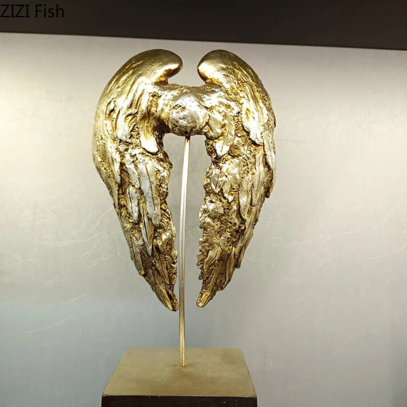 Afralia™ Angel Wings Sculpture Desk Ornament Home Decor Statue Aesthetic Artwrok