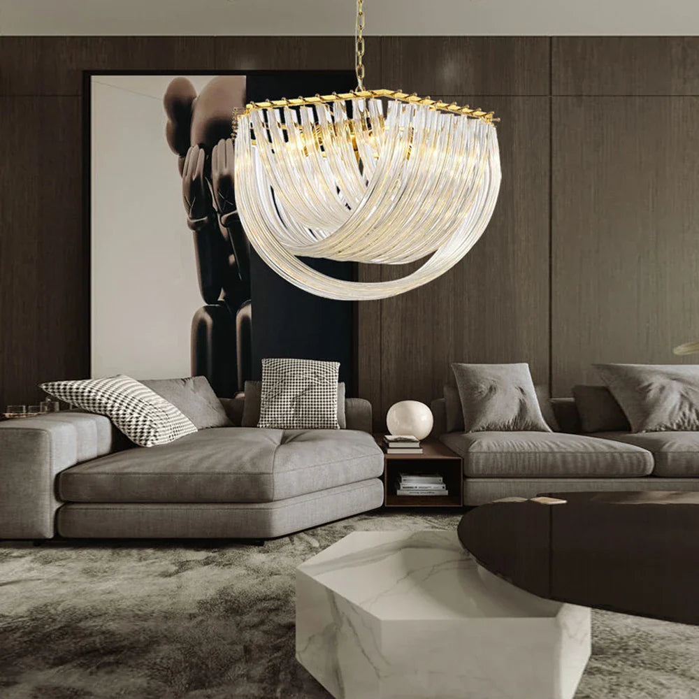 Afralia™ Modern Nordic Glass Tube Chandelier for Living Room Restaurant Bedroom Lighting