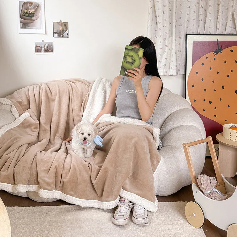 Afralia™ Lamb Wool Multi-Purpose Blanket: Soft & Warm Sofa Cover, Office Quilt