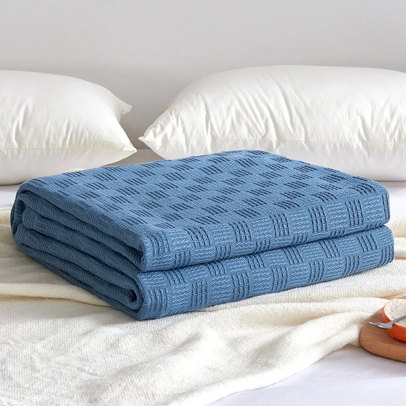 Afralia™ Cotton Waffle Towel Quilt Single Blanket for Office & Picnics
