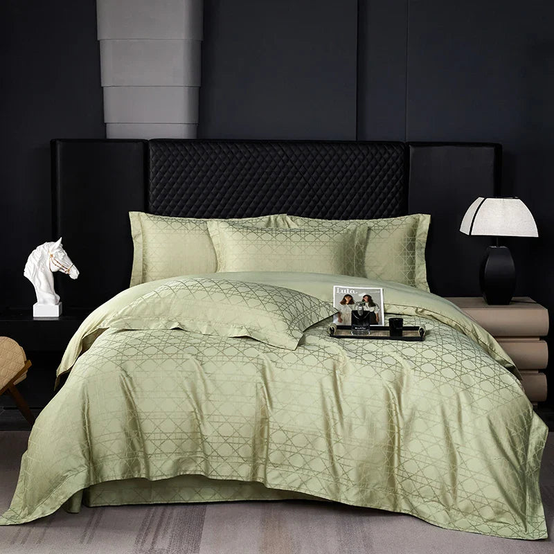 Afralia™ Luxury Egyptian Cotton Jacquard Bedding Set with Duvet Cover, Sheet, and Pillowcases