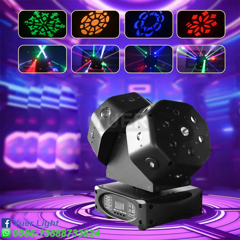 Afralia™ Dual LED Strobe Arm Moving Head Light with RG Laser for DJ Disco Party